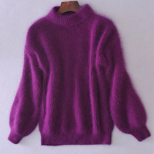 Brenda | Pullover im Vintage-Angorastil: Locker gestrickt und einfarbig.