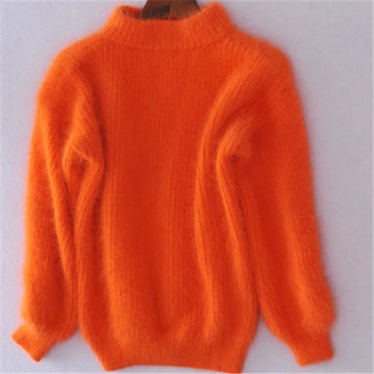 Brenda | Pullover im Vintage-Angorastil: Locker gestrickt und einfarbig.